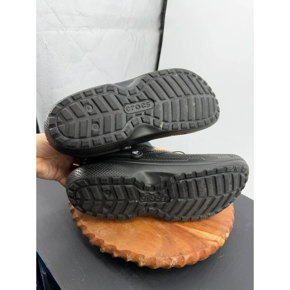 Crocs Classic Lined Neo Puff Boot Mens Size 13 Black Insulated Faux Fur Clog